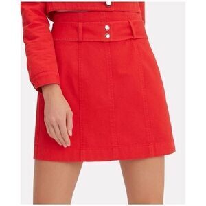 Intermix Abigail Mini skirt Red Denim Short Fitted Retro y2K Snap Structured 6
